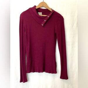 Dolan for Anthropologie Burgundy Ribbed Long Sleeve Top